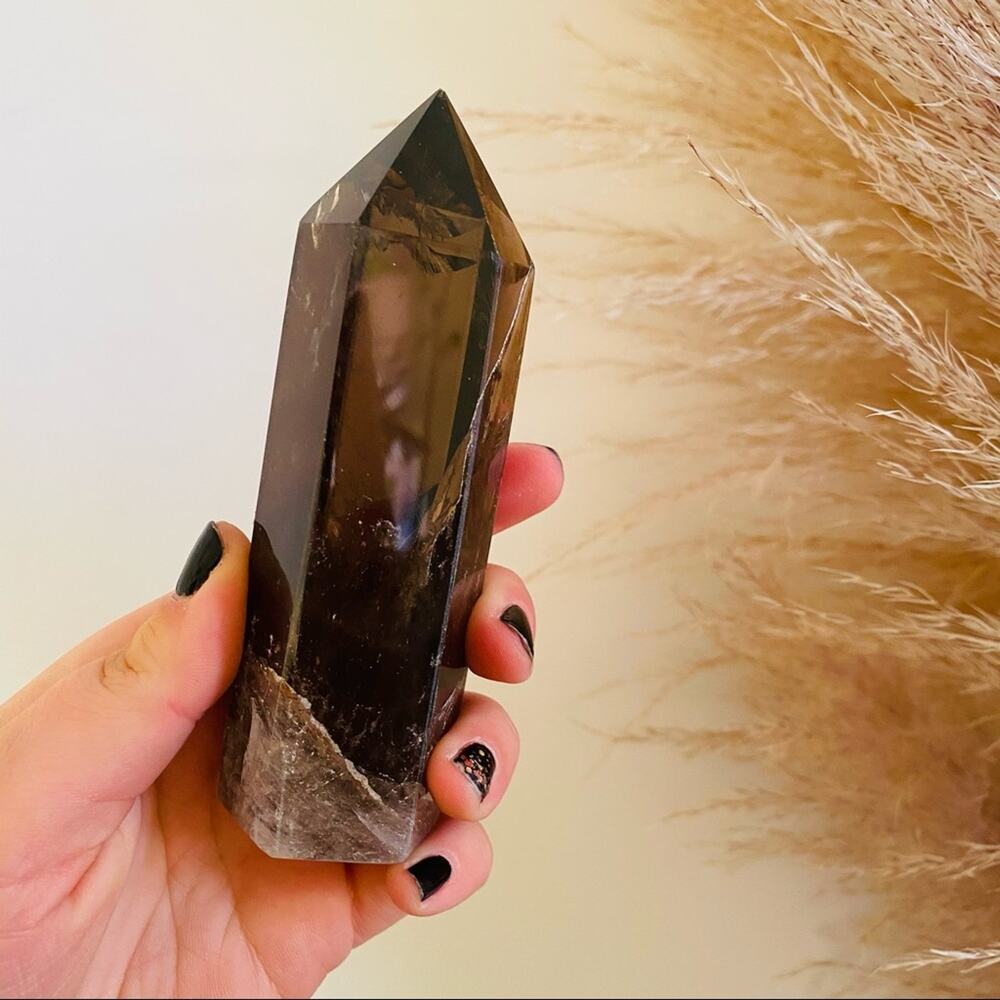 Smoky Quartz Polish Genuine 5” Crystal Point Boho Gypsy Meditation Yoga Gemstone